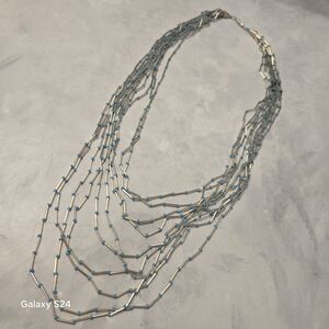 Source Unknown Silver and Blue Layered Necklace